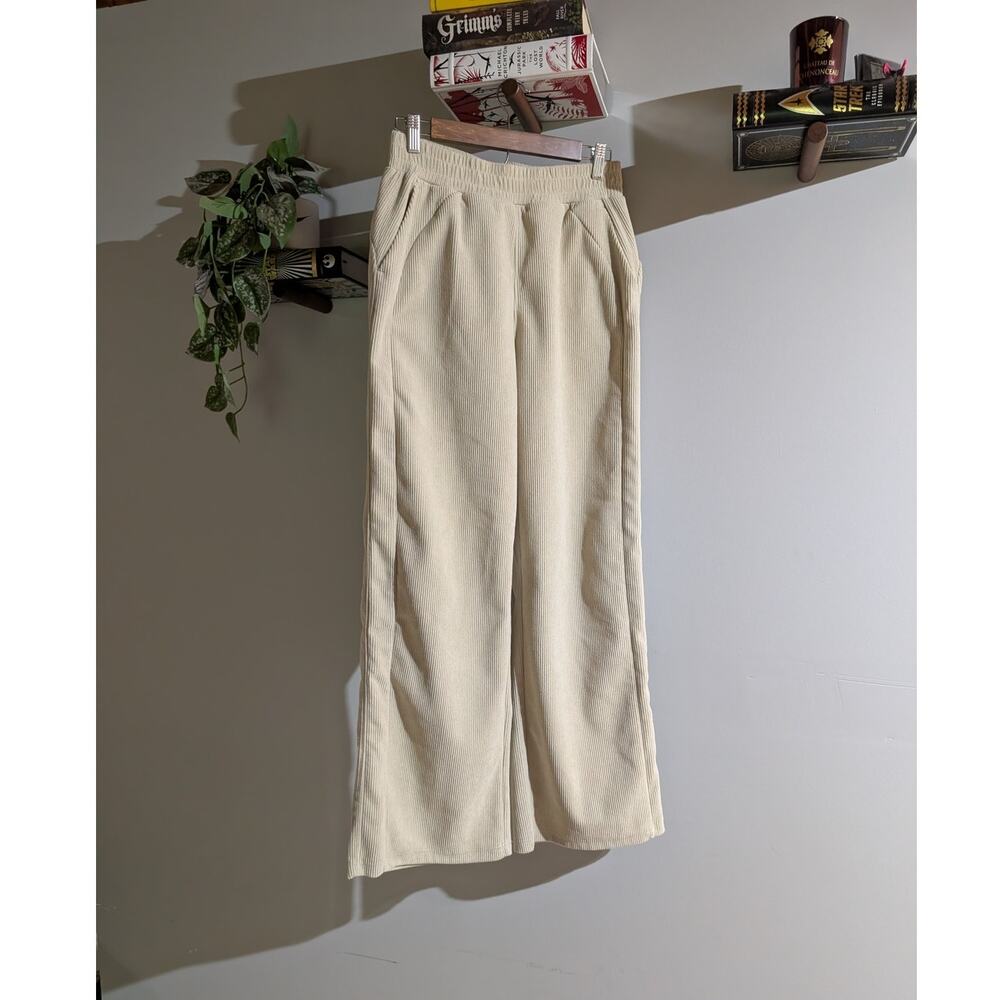 Halara | Corduroy Ribbed Wide Leg High Waist Pants Cream Beige | Medium